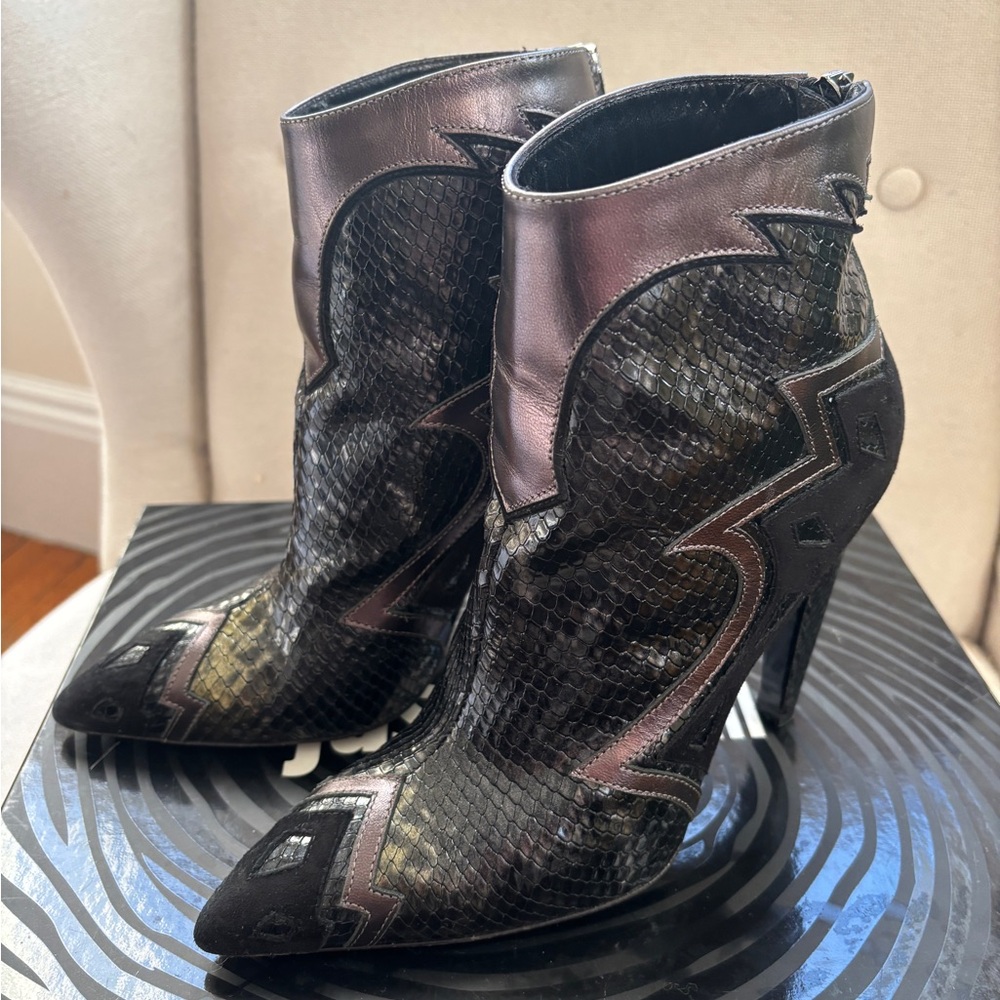 Designer Black and Silver Ankle Boots
